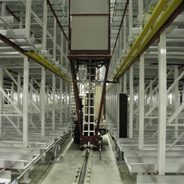 ASRS System Aisle with Crane