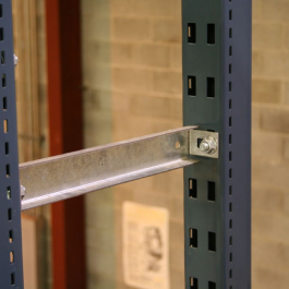 Row Spacer in Pallet Rack Upright with T-Bolt Connection