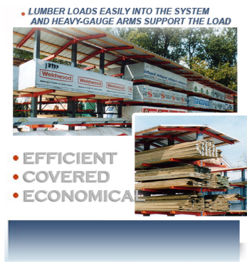 Cover your lumber rack storage area with a UNARCO cantilever rack roofing system.