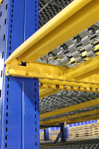 UPICK-Knock-Down-Carton-Flow-Close-Up UPICK Carton Flow Rack ships more compact with less damage in order to save you money. On-site interchangeable shelf members are assembled with only a shelf clip and no tools.