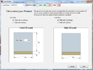  
Step-by-step queries and forms guide you through the design of your rack system.