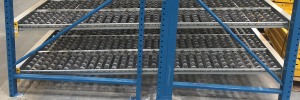 Dura-Flo carton flow sloped shelves